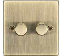 Knightsbridge CS2182AB Square Edge Antique Brass 2G 2 Way Dimmer, Antique Brass