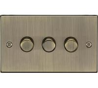 Knightsbridge CS2183AB Square Edge Antique Brass 3G 2 Way Dimmer, Antique Brass