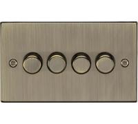 Knightsbridge CS2194AB Square Edge 4G 2-Way 10-200W (5-150W LED) Intelligent Dimmer - Antique Brass