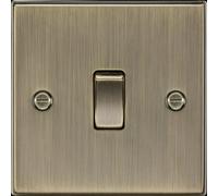 Knightsbridge 10AX 1G 2-Way Plate Switch - Square Edge Antique Brass - CS2AB