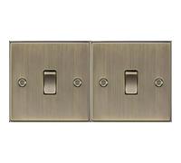 Knightsbridge CS2AB Square Edge 1G Light Switch - Antique Brass (Pack of 2)
