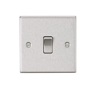 Knightsbridge CS2BC 10AX 1G 2-Way Plate Switch - Square Edge Brushed Chrome, 10.5 mm*89.0 mm*89.0 mm