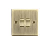 KnightsBridge 10AX 2G 2 Way Plate Switch - Square Edge Antique Brass