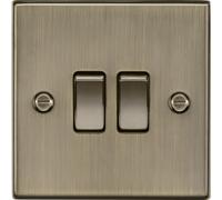 Knightsbridge CS3AB Square Edge 10AX 2G 2-Way Plate Switch - Antique Brass