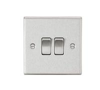Knightsbridge CS3BC 10AX 2G 2-Way Plate Switch - Square Edge Brushed Chrome, 10.5 mm*89.0 mm*89.0 mm