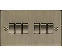 Knightsbridge CS42AB Square Edge Antique Brass 10A 6G 2 Way Plate Switch, 230 V
