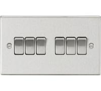 Knightsbridge 10AX 6G 2-Way Plate Switch - Square Edge Brushed Chrome