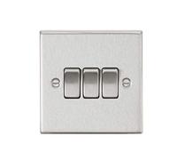 Knightsbridge CS4BC Square Edge 10AX 3G 2 Way Plate Switch - Brushed Chrome