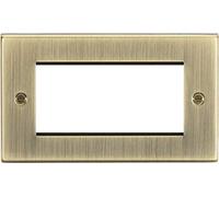 Knightsbridge CS4GAB Square Edge Antique Brass 4G Modular Faceplate, 230 V
