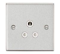 Knightsbridge CS5 ABCW Unswitched Socket, Square Edge Brushed Chrome Finish with White Insert, 5 A
