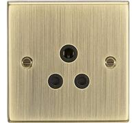 Knightsbridge CS5AAB Square Edge 5A Unswitched Socket - Antique Brass + Black Insert