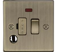 Knightsbridge CS63FAB 13A Switched Fused Spur Unit with Neon & Flex Outlet - Square Edge Antique Brass