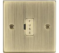 Knightsbridge CS6AB Square Edge Antique Brass 13A Fused Spur Unit, 230 V