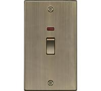 Knightsbridge CS82MNAB Square Edge 45A 2G DP Switch + Neon - Antique Brass