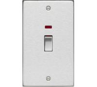 Knightsbridge CS82MNBC Square Edge 45A 2G DP Switch + Neon - Brushed Chrome