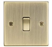 Knightsbridge 20A 1G DP Switch - Square Edge Antique Brass - CS834AB
