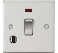 Knightsbridge CS834FBC 20A 1G DP Switch with Neon & Flex Outlet - Square Edge Brushed Chrome, 10.5 mm*89.0 mm*89.0 mm