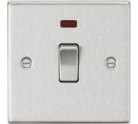 Knightsbridge CS834NBC Square Edge 20A 1G DP Switch + Neon - Brushed Chrome