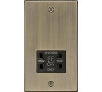 Knightsbridge CS89AB Square Edge Antique Brass Dual Voltage Shaver Socket with Insert, 230 V