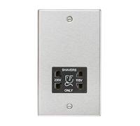 Knightsbridge CS89BC Square Edge 115/230V Dual Voltage Shaver Socket - Brushed Chrome + Black Insert