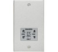 Knightsbridge CS89BCG Square Edge 115/230V Dual Voltage Shaver Socket - Brushed Chrome + Grey Insert