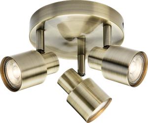 Knightsbridge CSP2AB 230V GU10 Triple Spotlight - Antique Brass