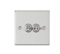Knightsbridge CSTOG2BC 10AX 2G 2-Way Toggle Switch - Square Edge Brushed Chrome Finish, 10.5 mm*89.0 mm*89.0 mm