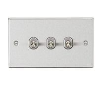 Knightsbridge CSTOG3BC 10AX 3G 2-Way Toggle Switch - Square Edge Brushed Chrome Finish