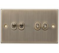 Knightsbridge CSTOG4AB 10AX 4G 2 Way Toggle Switch - Square Edge Antique Brass