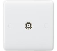 Knightsbridge CU0100 White Curved Edge Coax TV Outlet (Non-Isolated)