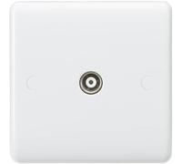 Knightsbridge Curved Edge Coax TV Outlet (isolated) - White - CU0120