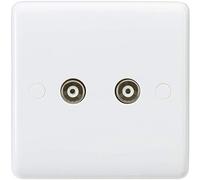 Knightsbridge CU0110 White Curved Edge Twin Coax TV Outlet (Non-Isolated)
