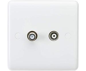 Knightsbridge CU0150 Curved Edge Sat TV Outlet, White