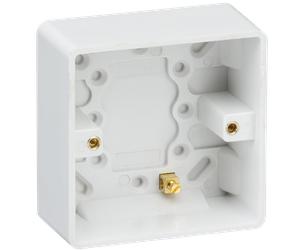 Knightsbridge CU1700 White Curved Edge Single 35mm Pattress Box + Earth