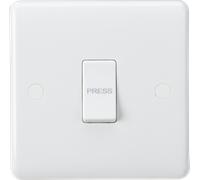 Knightsbridge CU2100 White Curved Edge 10AX 1G SP 2-Way Retractive Switch "PRESS"