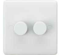 Knightsbridge CU2192 White Curved Edge 2G 2 Way 5-400W (5-150W LED) Intelligent Dimmer