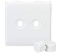 Knightsbridge CU2DIM Curved Edge 2 Gang Plate with 2 Matching Dimmer Caps, White