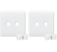 Knightsbridge CU2DIM Curved Edge 2 Gang Plate with 2 Matching Dimmer Caps, White (Pack of 2)