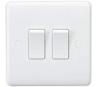 Knightsbridge CU3000 Curved Edge 10 A 2 Gang 2 Way Switch, 230 V, White