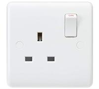 Knightsbridge CU7000 Curved Edge 13 A 1 Gang DP Switched Socket, White