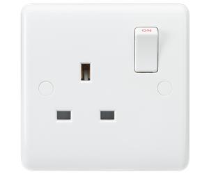Knightsbridge CU7000S White Curved Edge 13A 1G SP Switched Socket