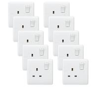 Knightsbridge CU7000x10 White Curved Edge 13A 1G DP Switched Socket (10 Pack)