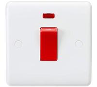 Knightsbridge Curved Edge 45A DP Switch with Neon (small) - White - CU8331N