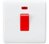 Knightsbridge Curved Edge 45A DP Switch with Neon (small) - White - CU8331N
