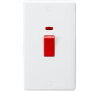 Knightsbridge CU8332N White Curved Edge 45A DP Switch + Neon (Large)