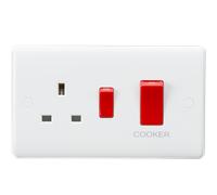 Knightsbridge CU8333 White Curved Edge 45A DP Switch + 13A Switched Socket