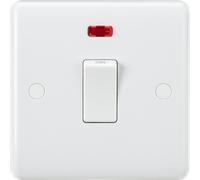 Knightsbridge CU8341NF White Curved Edge 20A 1G DP Switch with Neon & Flex Outlet from base