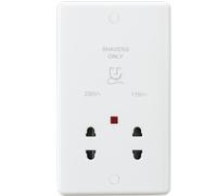Knightsbridge CU8900N White Curved Dual Voltage Shaver Socket + Neon