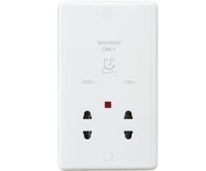 Knightsbridge CU8900N White Curved Dual Voltage Shaver Socket + Neon