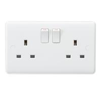 Knightsbridge CU9000 Curved Edge 13 A 2 Gang DP Switched Socket, White